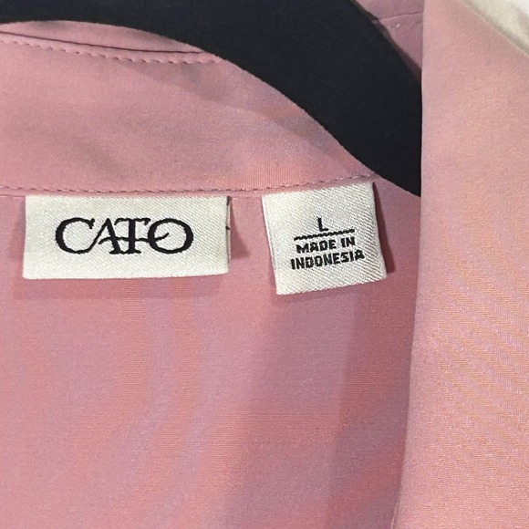 Cato Womens Pink Long Sleeve Button Up Shirt Top Size L - Picture 2 of 9